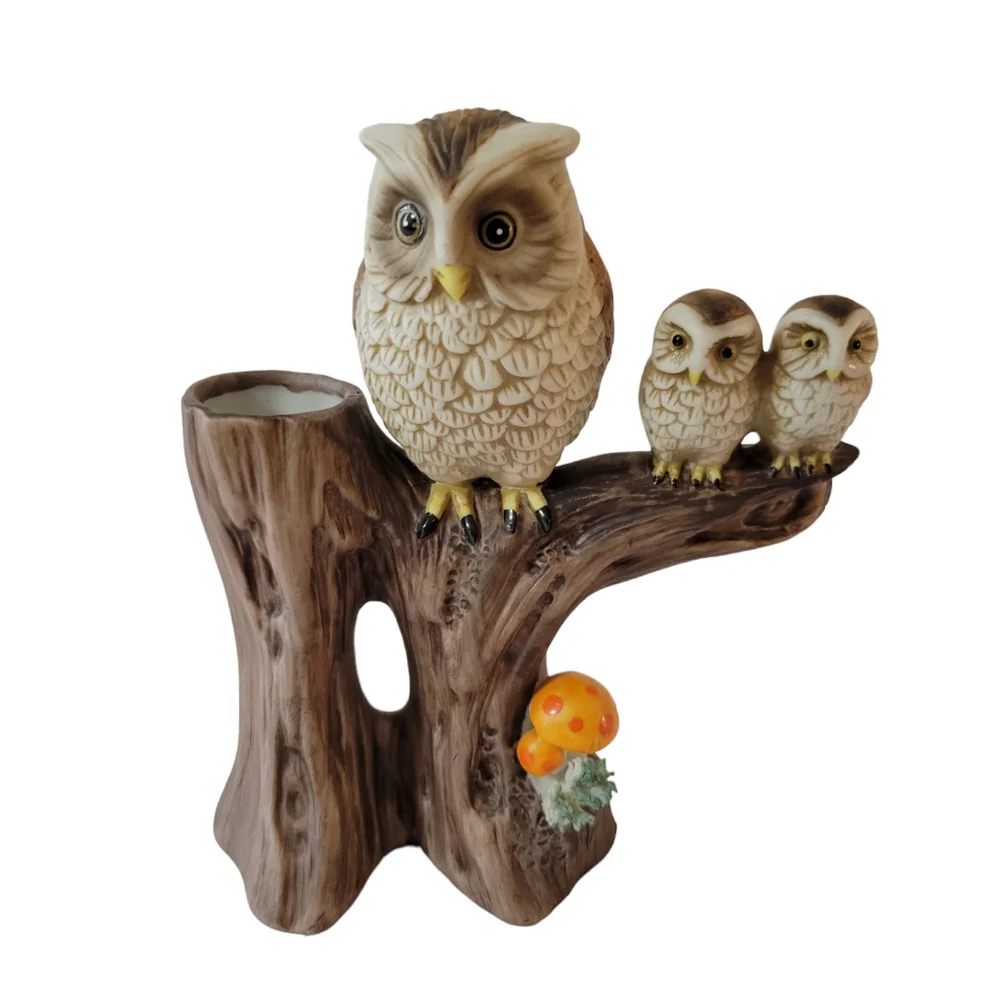 Vintage Ardco Owl Family on Tree Budvase